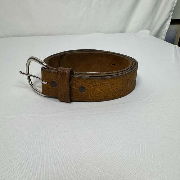 Justin Accessories - Justin Women’s Brown Western Scroll Tooled Leather Belt